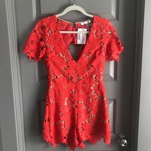 Red Lace Romper